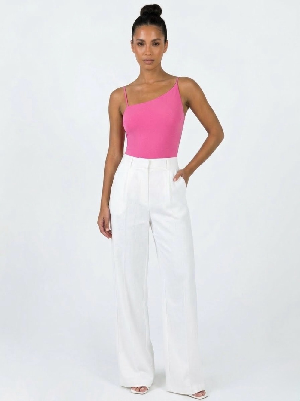 Princess Polly Bodysuit Hot Pink Asymmetrical One-Shoulder Size US 6